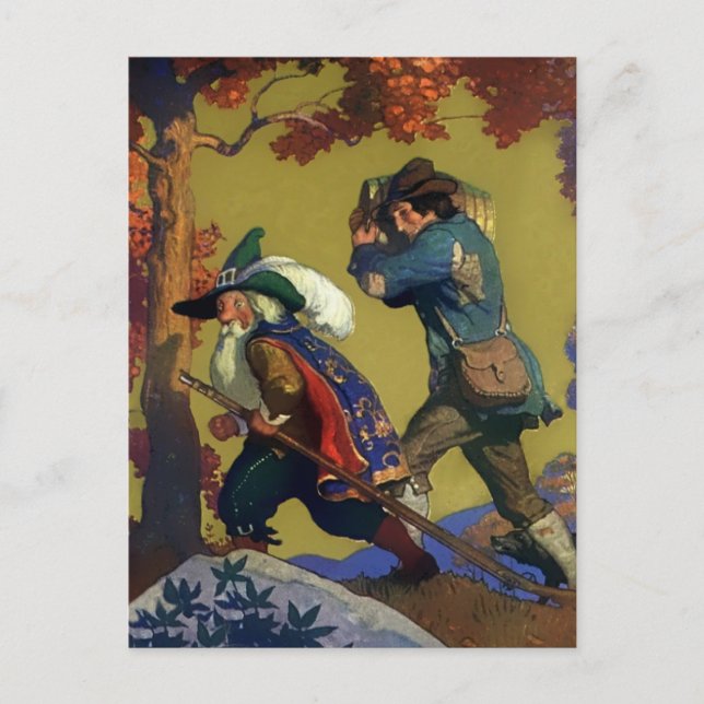 Postal Portada del libro "Rip Van Winkle" de NC Wyeth (Anverso)