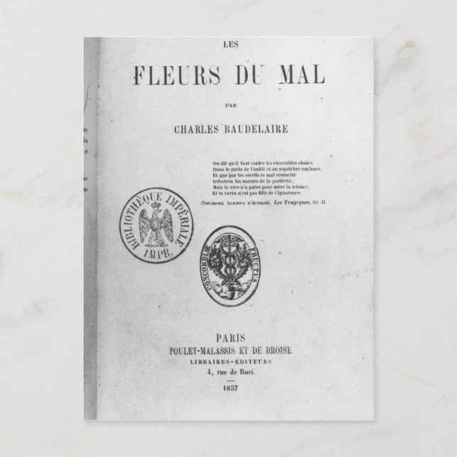 Postal Portada frontal, primera edición de 'Les Fleurs du (Anverso)