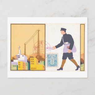 Postal Portador de correo vintage, 1922, Japón
