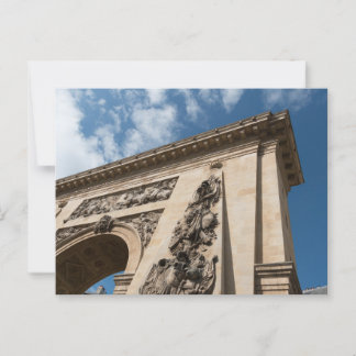 Postal Porte Saint-Denis: Triunfo parisino bajo esquí azu