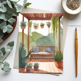 Postal Pórtico en maceta | Pintura botánica en acuarela