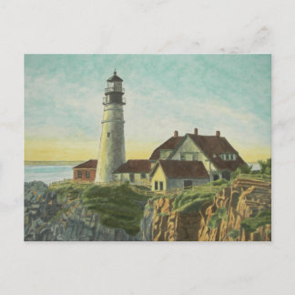 Postal Portland Head Light Watercolor