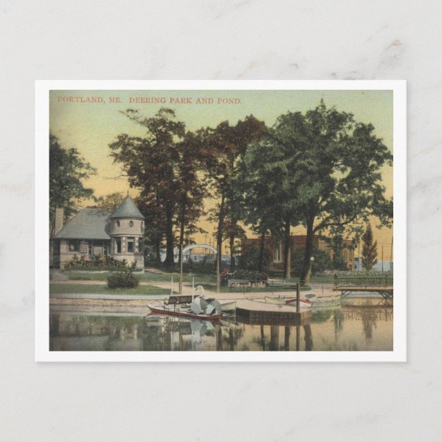 Postal Portland Maine, Deering Park, 1908 Estilo de época (Anverso)