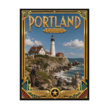 Portland Maine Vintage Arte Deco Edad Dorada