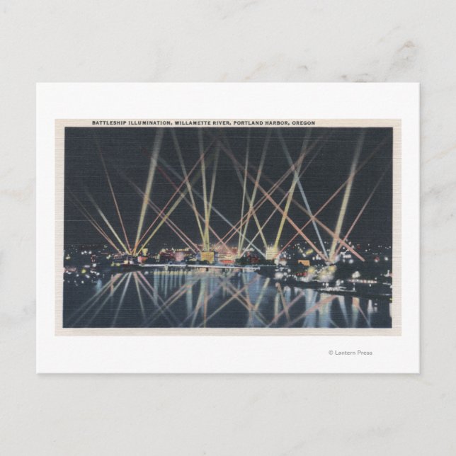 Postal Portland, OR - Iluminación del buque de guerra (Anverso)