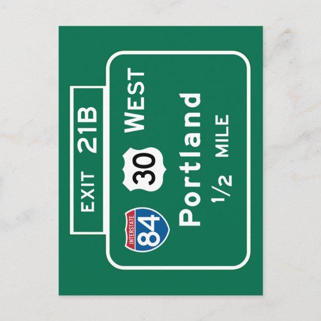 Postal Portland, OR Rótulo de carretera (Anverso)