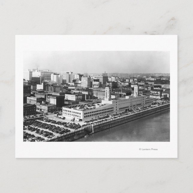 Postal Portland, OR vista aérea desde el puente Hawthorne (Anverso)