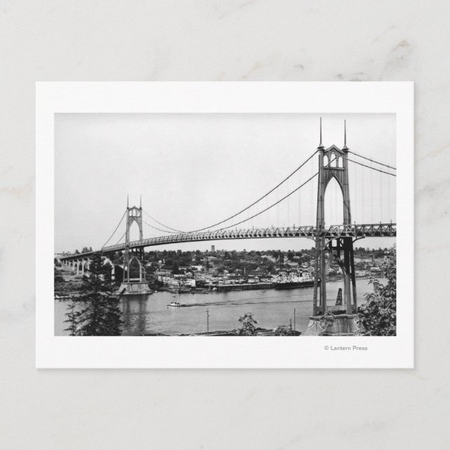 Postal Portland, OR vista del puente St. John sobre (Anverso)