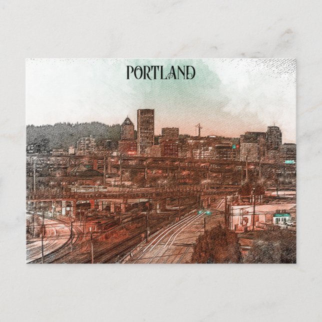 Postal Portland Oregon Cityscape Travel (Anverso)
