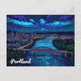 Postal Portland Oregon Skyline Mount Hood
