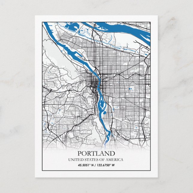 Postal Portland Oregon USA Travel City Map (Anverso)