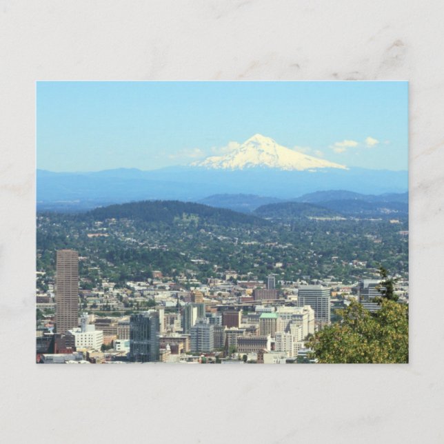 Postal Portland, Vista de la ciudad de Oregon, fondo del  (Anverso)
