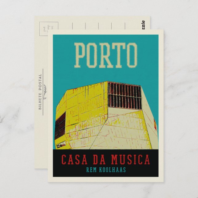 Postal Porto Casa da Música ilustracion Portugal (Anverso / Reverso)