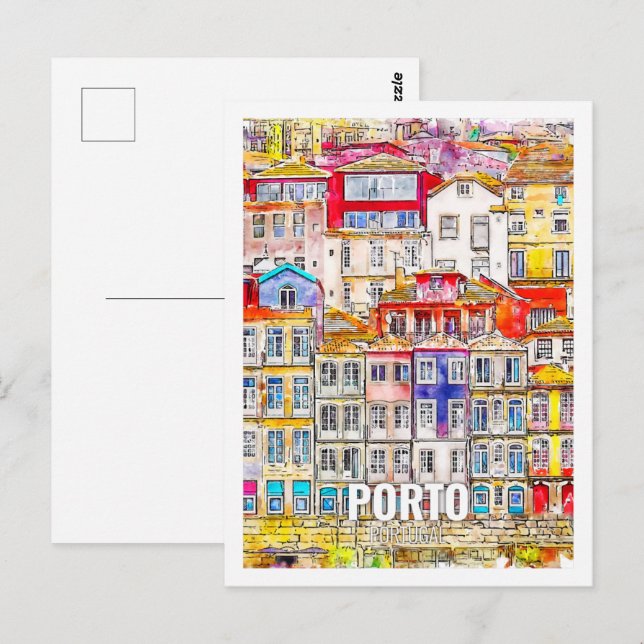 Postal Porto Portugal Famoso Sketch acuático de viajes (Anverso / Reverso)