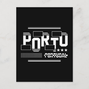 Postal Porto Portugal Tipografía Moderna Diseño de Viajes