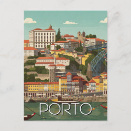 Postal Porto Portugal Viaje Resumen Vintage