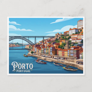 Postal Porto Riverside y Centro Histórico Portugal