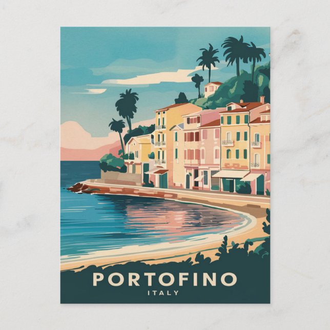 Postal Portofino Italia Travel Watercolor (Anverso)