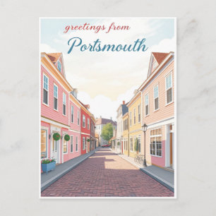 Postal Portsmouth, New Hampshire – Calles Coloniales