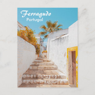 Postal Portugal Ferragudo en las antiguas escaleras del A