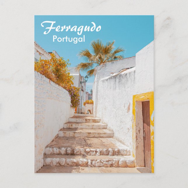 Postal Portugal Ferragudo en las antiguas escaleras del A (Anverso)