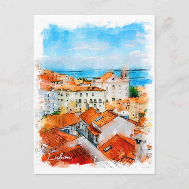 Postal Portugal, Lisboa, vistas a la ciudad (Anverso)