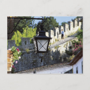 Postal Portugal, Obidos. Lámpara de hierro y 14.ª