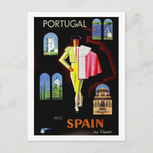 Postal Portugal y España, torero, vintage, viaje