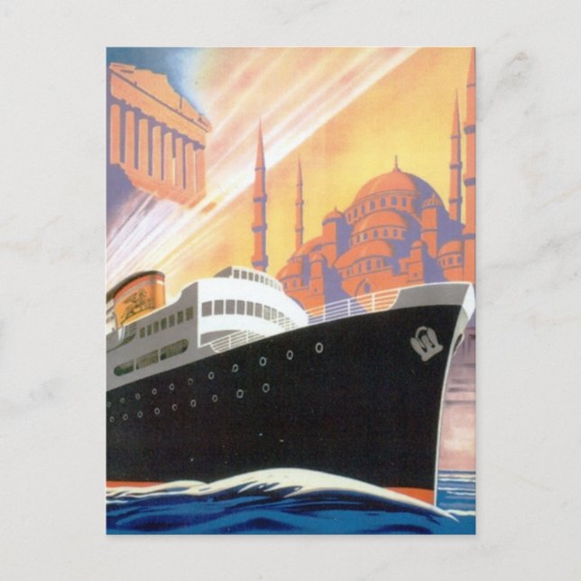 Postal Pos de Viaje de Grecia Antigua y Estambul en Trans (Anverso)