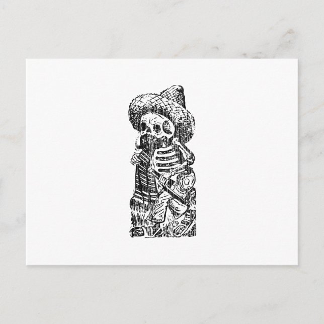 Postal Posada Calavera con Mustache y Tequila (Anverso)