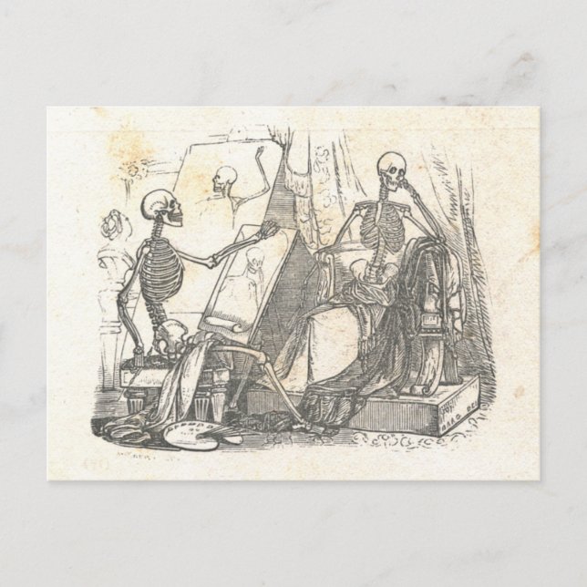 Postal Posada de esqueletos para la pintura en clase de a (Anverso)