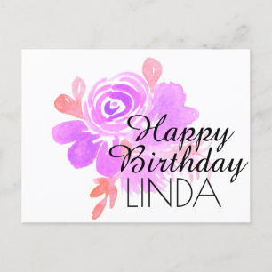 Postal Posavasos Florales Pintados a Mano Feliz Cumpleaño