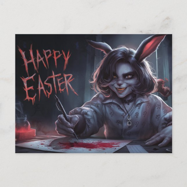 Postal Poscards Happy Easter Femme Lapin (Anverso)