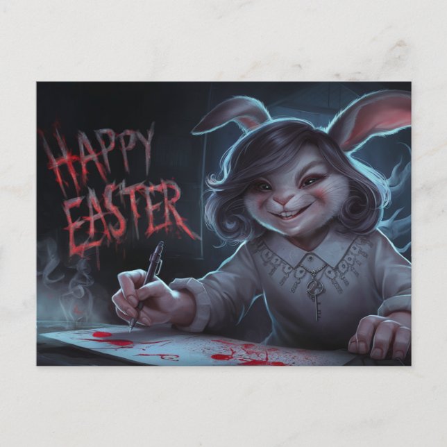 Postal Poscards Happy Easter Femme Lapin 02 (Anverso)