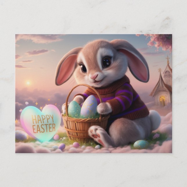 Postal Poscards Happy Easter Lapin 02 (Anverso)