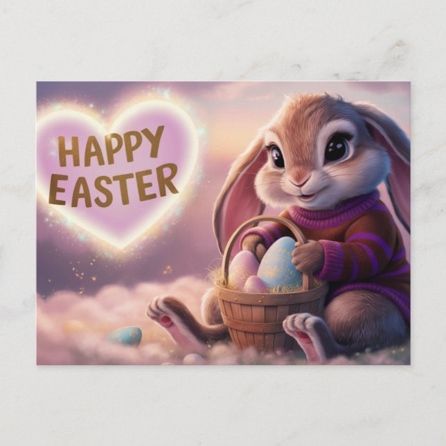 Postal Poscards Happy Easter Lapin 03 (Anverso)