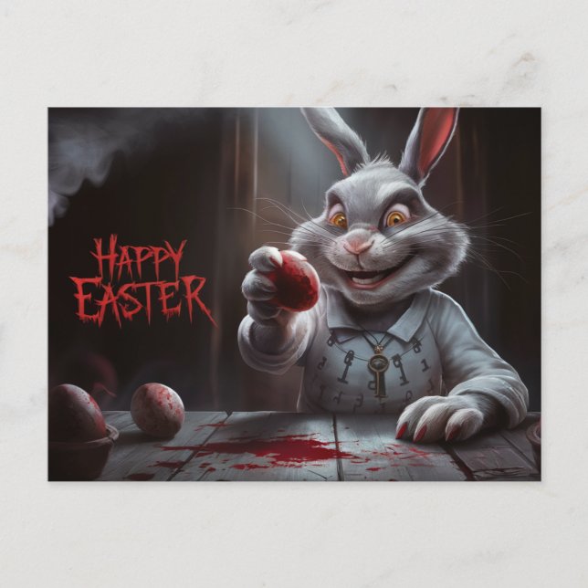 Postal Poscards Happy Easter Lapin Oeuf Horror (Anverso)