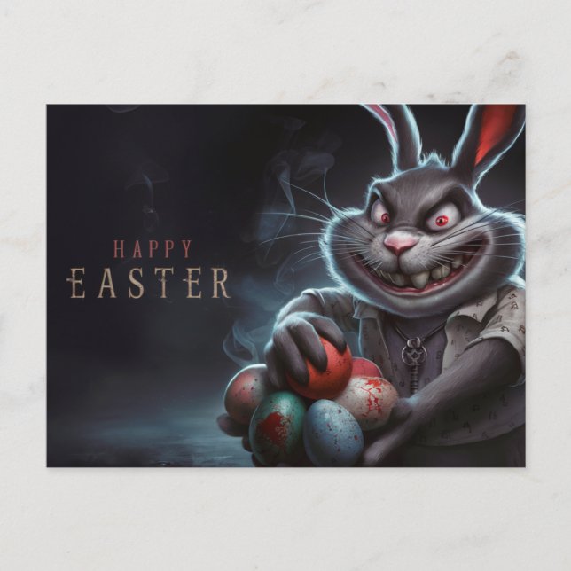 Postal Poscards Happy Easter Lapin Oeuf Horror 02 (Anverso)