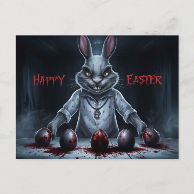 Postal Poscards Happy Easter Lapin Oeuf Horror 03 (Anverso)