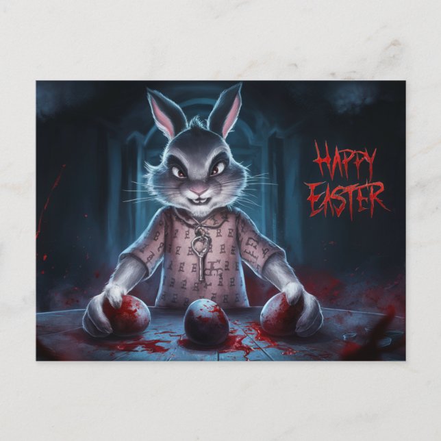 Postal Poscards Happy Easter Lapin Oeuf Horror 05 (Anverso)