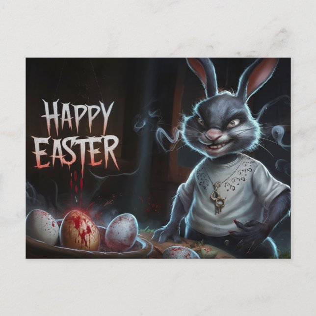 Postal Poscards Happy Easter Lapin Oeuf Horror 06 (Anverso)