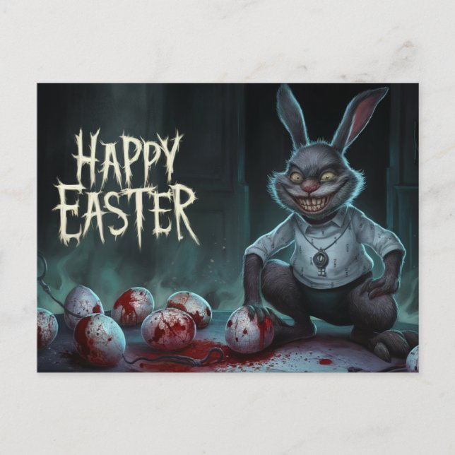 Postal Poscards Happy Easter Lapin Oeuf Horror 08 (Anverso)
