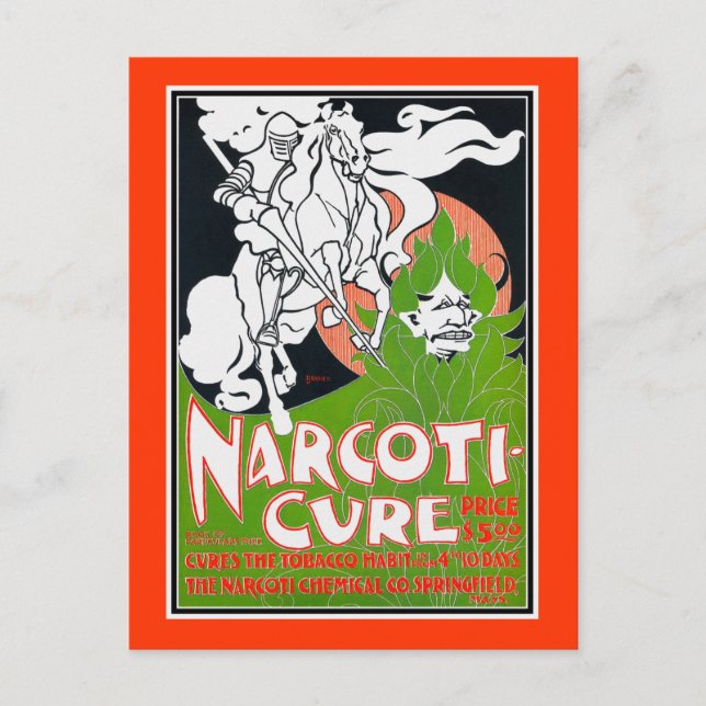 Postal Poscarta de Art Nouveau: Narcoti-Cure de Will Brad (Anverso)