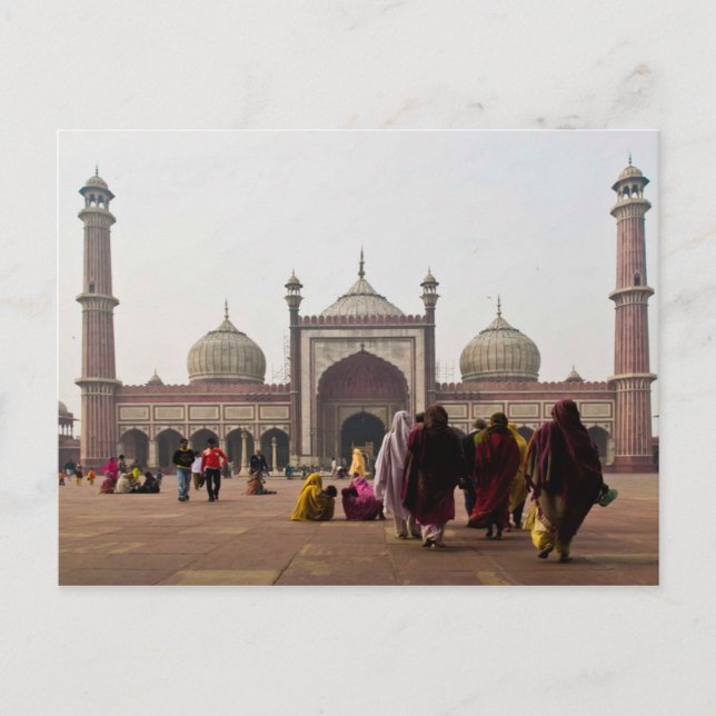 Postal Poscarta de la mezquita Jami en Nueva Delhi. India (Anverso)