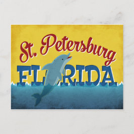 Postal Poscarta de San Petersburgo FL Dolphin Retro Vinta