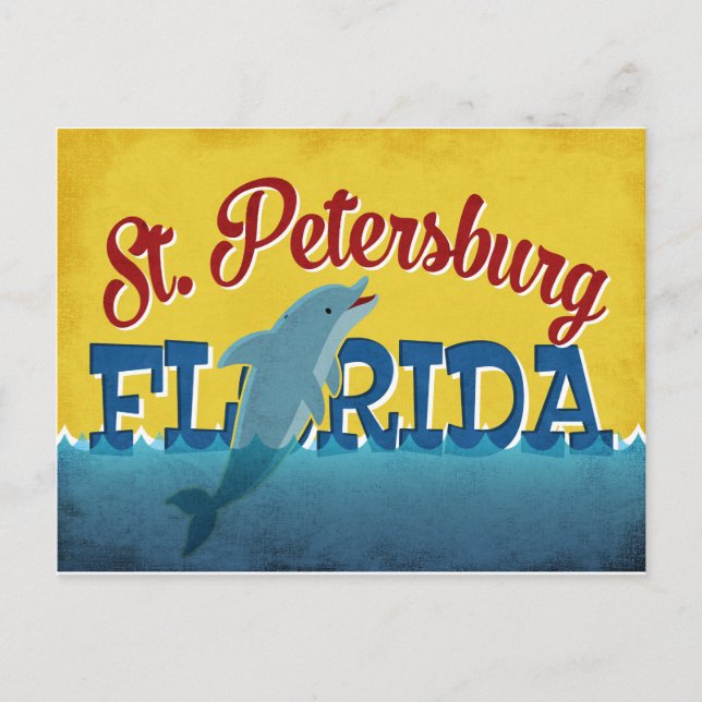 Postal Poscarta de San Petersburgo FL Dolphin Retro Vinta (Anverso)