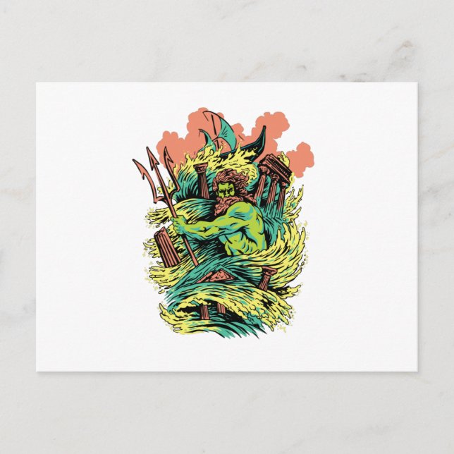 Postal Poseidon God Mythology Grecia (Anverso)