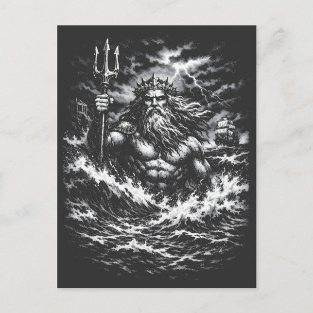 Postal Poseidón — Señor de las Profundidades por BurnsInH (Anverso)