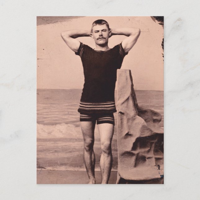 Postal Poses De Hombre En Swimsuit 1890 (Anverso)