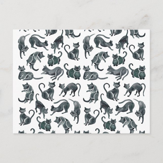 Postal Posiciones del gato - paleta negra (Anverso)